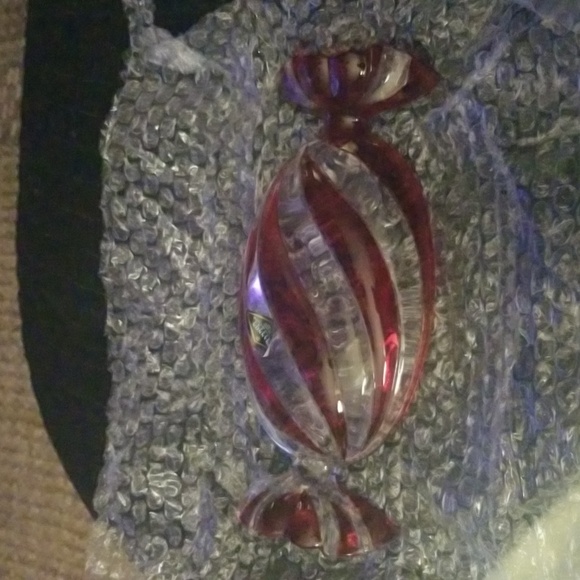 Godibger Shannon Crystal Lead Crystal Peppermint Candy Dish; Red & White;  NWOT - Picture 6 of 6